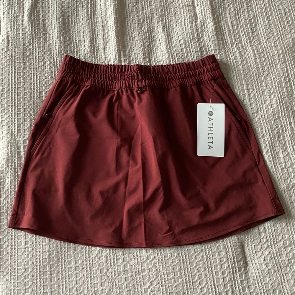 NWT Athleta Dawn High Rise 15” Skirt Redwood Sz XS Active Summer Travel Pockets - Picture 6 of 14